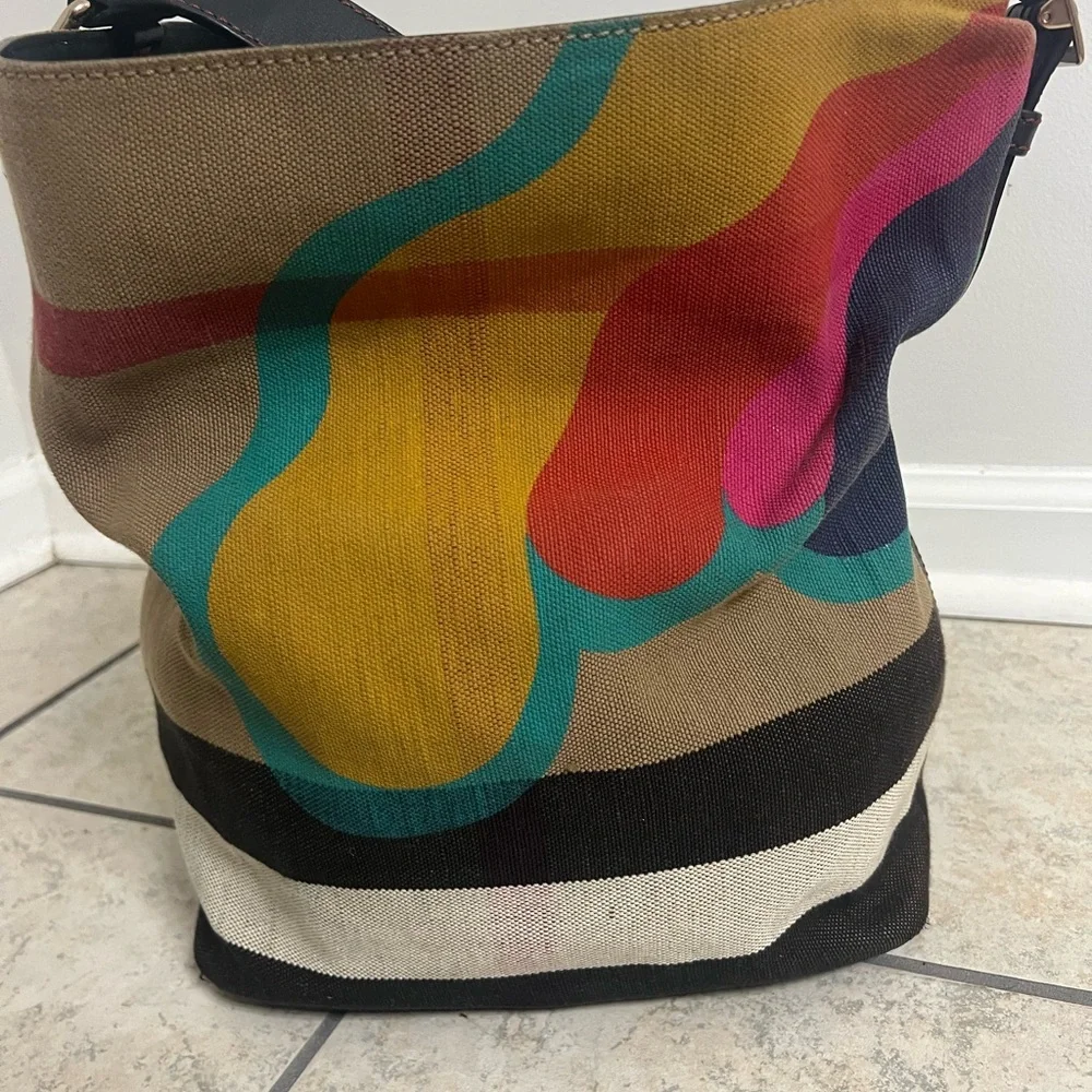 Burberry  Canvas Mega Check Medium Ashby Pop Elements Hobo Handbag - Picture 2 of 14